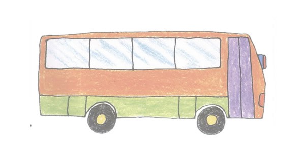 大客车简笔画的画法步骤图教程