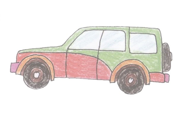 越野车suv简笔画的画法步骤图解教程