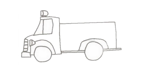 消防车简笔画的画法步骤图解教程