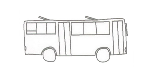 公共汽车简笔画的画法步骤图解教程