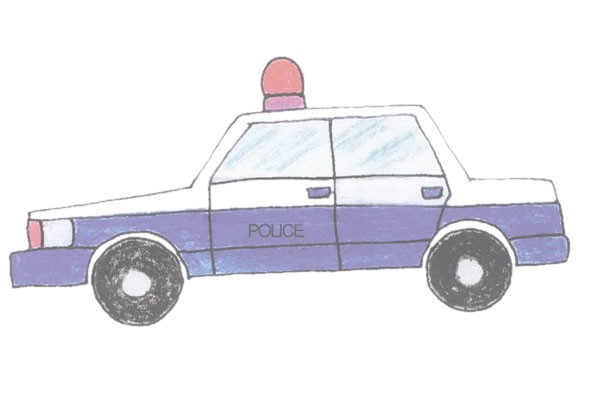 警车简笔画的画法步骤图解教程