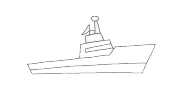军舰简笔画的画法步骤图解教程