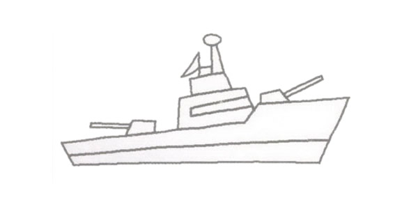 军舰简笔画的画法步骤图解教程