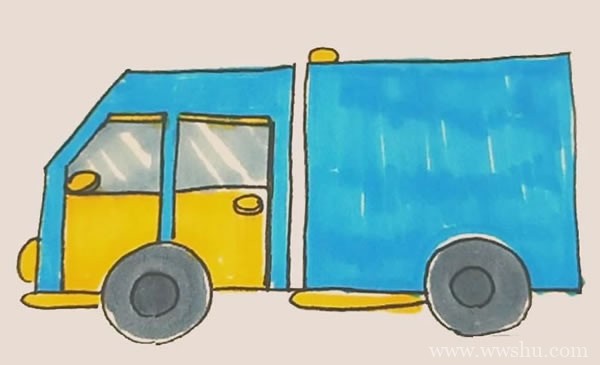 卡车简笔画彩色画法步骤图解教程