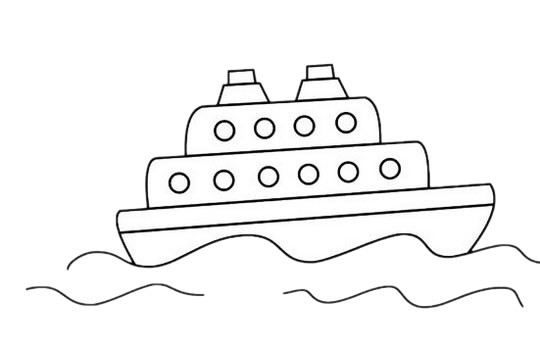 【游轮简笔画】轮船/游轮简笔画简单画法步骤图片大全