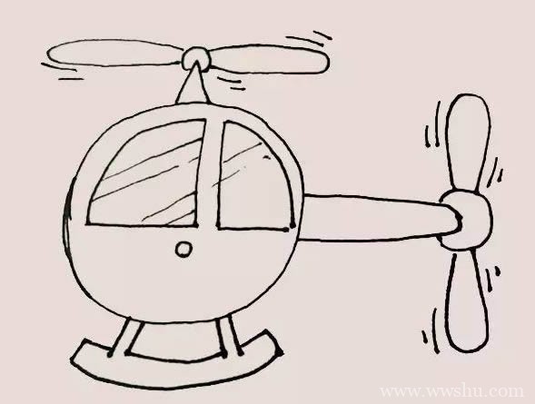 直升机简笔画 卡通版直升机简笔画步骤图解教程
