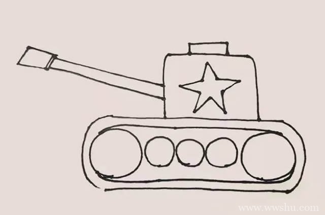 坦克简笔画 绿皮坦克简笔画步骤画法图教程