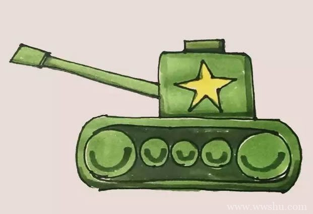 坦克简笔画 绿皮坦克简笔画步骤画法图教程