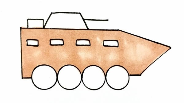 装甲车如何画_装甲车简笔画画法步骤手绘教程