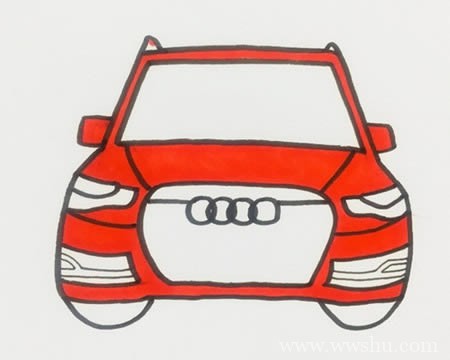奥迪车简笔画画法步骤图解教程-奥迪汽车如何画简单