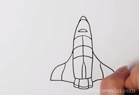 航天飞机如何画简笔画步骤图解-航天飞机简笔画彩色