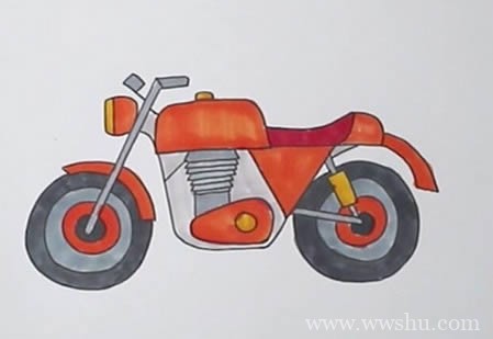 摩托车如何画简单又漂亮-摩托车简笔画彩色