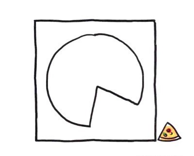 四步画出披萨简笔画图片 儿童画披萨简笔画彩色画法步骤图
