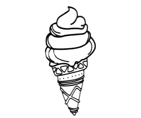 甜筒冰淇淋简笔画图片素材