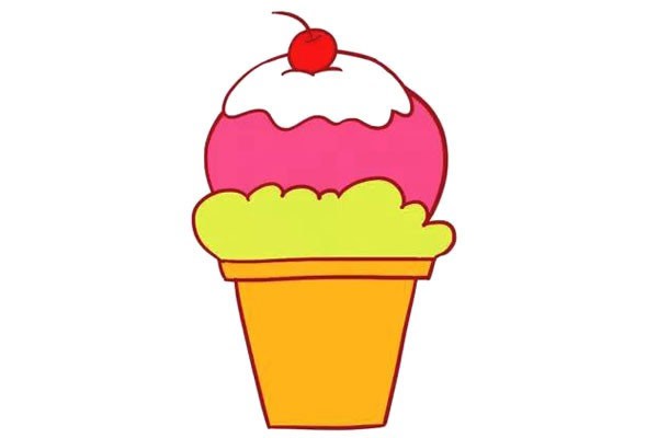 冰淇淋简笔画步骤教程 带颜色的简单画法