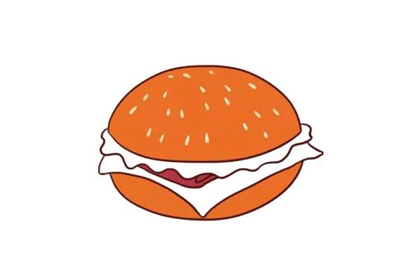 美味汉堡包简笔画步骤图片彩色
