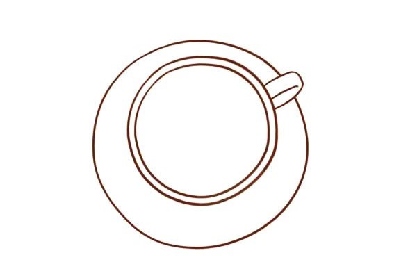 心形拉花咖啡饮料简笔画步骤图解
