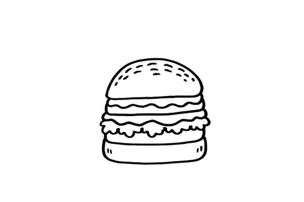 汉堡薯条可乐简笔画 彩色画法 步骤图文教程