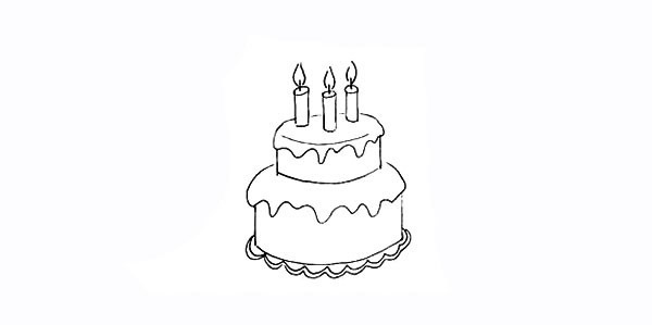 双层生日蛋糕如何画 生日蛋糕简笔画彩色画法步骤图教程