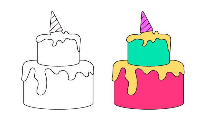 8种不同的漂亮的生日蛋糕简笔画图片大全