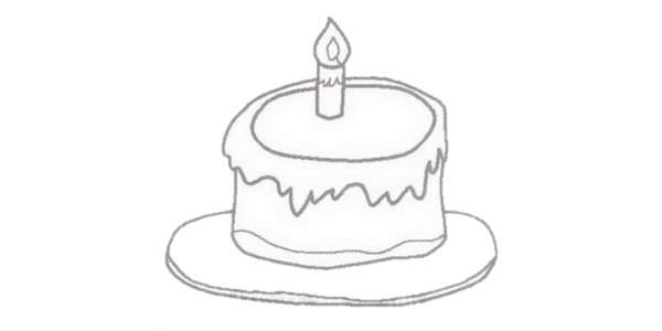 生日蛋糕简笔画的画法步骤图解教程
