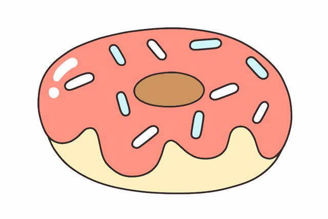 甜甜圈简笔画彩色可爱_甜甜圈简笔画画法步骤图片