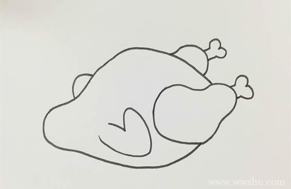 如何画烤鸡简单又漂亮,烤鸡简笔画步骤画法图片