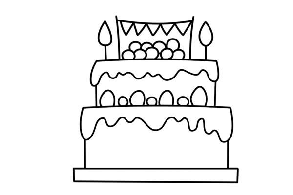 双层生日蛋糕简笔画步骤图片大全