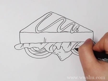 手绘三明治的简笔画如何画