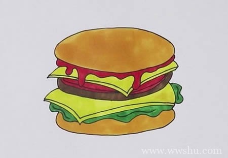 汉堡简笔画如何画
