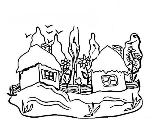【房屋简笔画】积雪的房子简笔画图片
