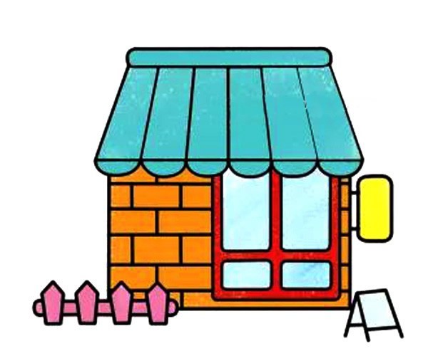 儿童学画漂亮的商店简笔画步骤图解 商店如何画