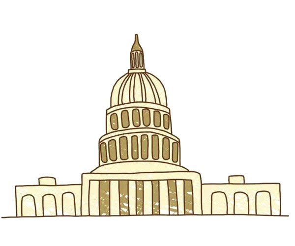 白宫的简单画法 美国著名建筑白宫简笔画图片