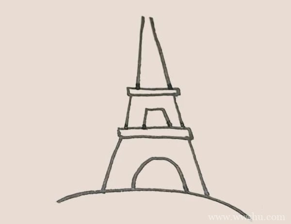 埃菲尔铁塔简笔画的画法步骤图解教程
