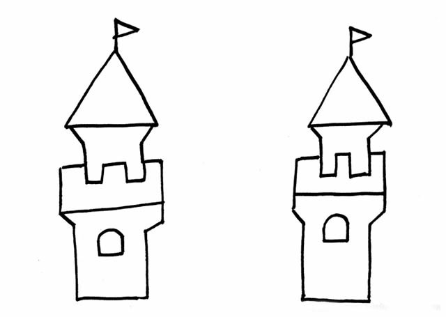 城堡简笔画画法步骤图解教程