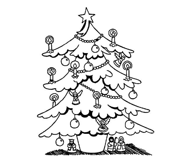 圣诞树简笔画 节日装饰的圣诞树简笔画图片