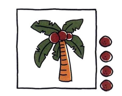 四步画出椰子树简笔画图片 彩色椰子树简笔画图片大全