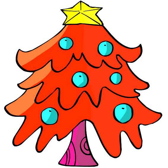 【圣诞树简笔画如何画】儿童画圣诞树简笔画彩色图片