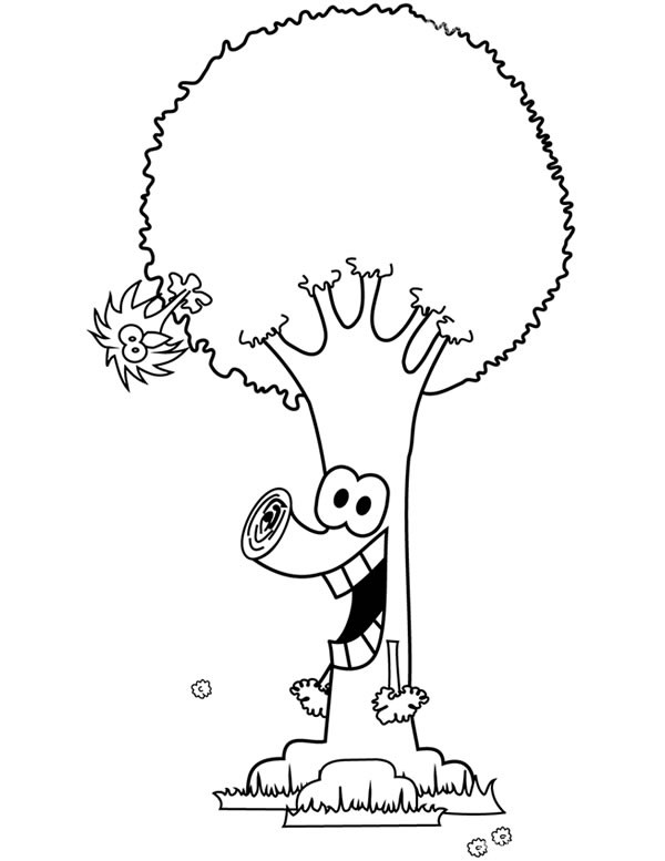 开心的大树简笔画图片_卡通大树的简单画法