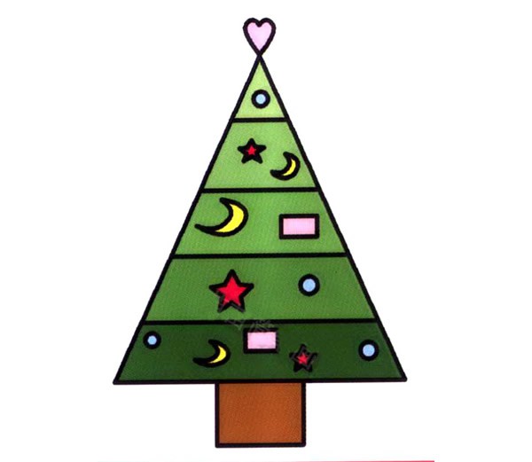 圣诞树的简单画法 儿童学画圣诞树简笔画步骤图解教程