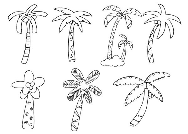 椰子树简笔画步骤图解教程及图片大全