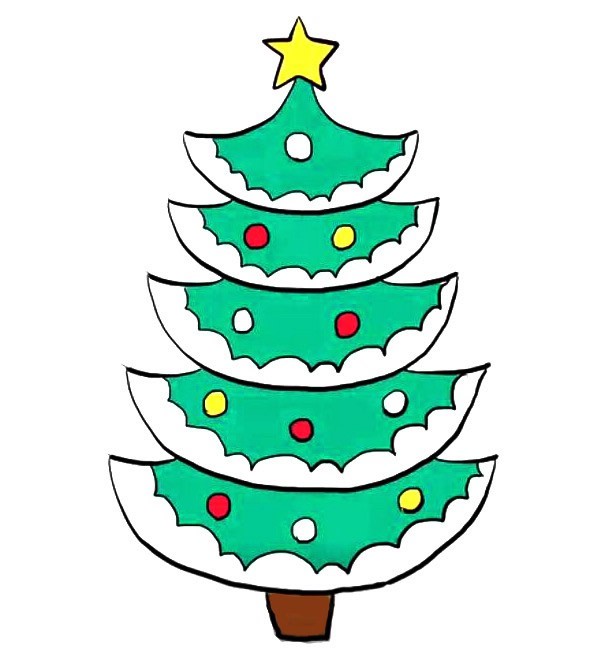 可爱的圣诞树简笔画步骤图解教程