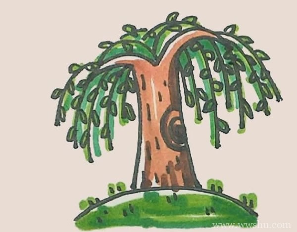柳树简笔画的画法步骤图解教程