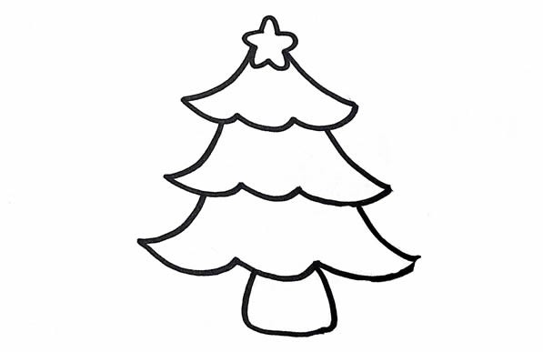 圣诞树简笔画彩色画法步骤图片教程