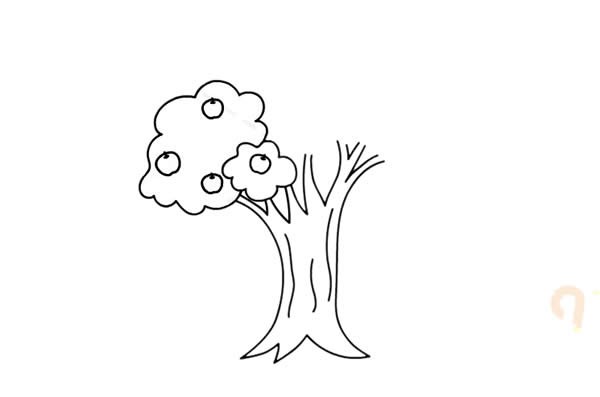 苹果树如何画简单漂亮,苹果树简笔画画法步骤图片