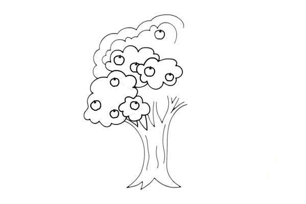 苹果树如何画简单漂亮,苹果树简笔画画法步骤图片