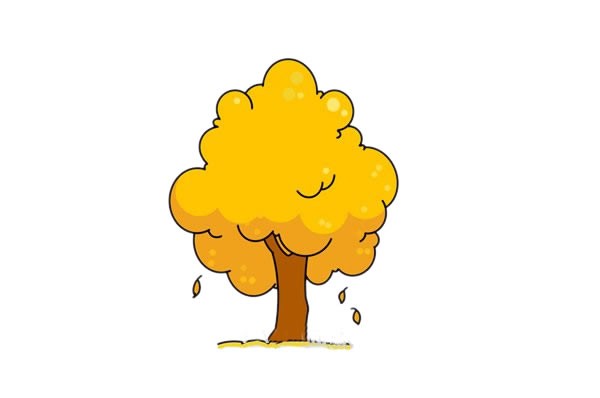 秋天的大树简笔画画法步骤图片教程