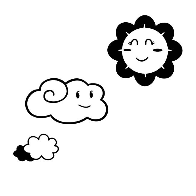 云朵简笔画 可爱云朵和太阳简笔画图片