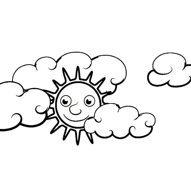 云朵简笔画 白云中的太阳简笔画图片