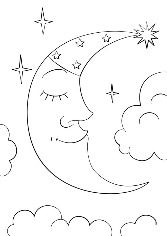 【卡通月亮简笔画】星星月亮卡通简笔画图片